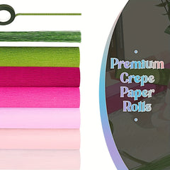 6pcs Crepe Paper Rolls Flower DIY Kits Green Floral Tapes Birthday Wedding