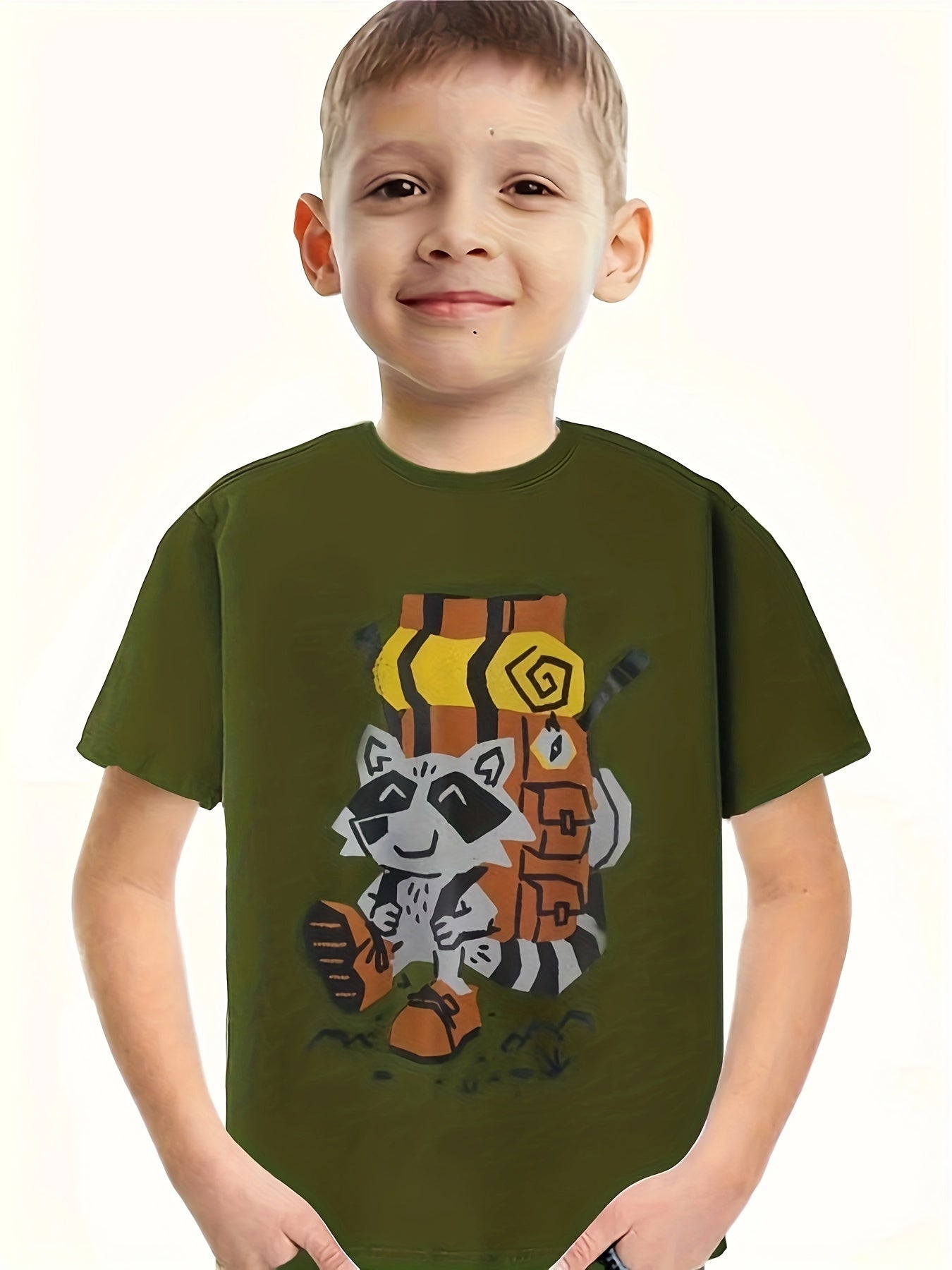 Raccoon 3D Print Short Sleeve T-shirt for Boys Girls