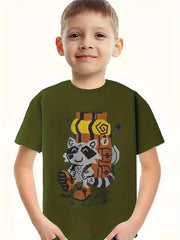 Raccoon 3D Print Short Sleeve T-shirt for Boys Girls