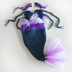 3pcs Baby Purple Mermaid Photo Dress Woolen Woven Costume