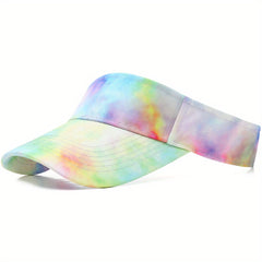 Tie Dye Print Visor Hat UV Protection Summer Sun Cap for Women