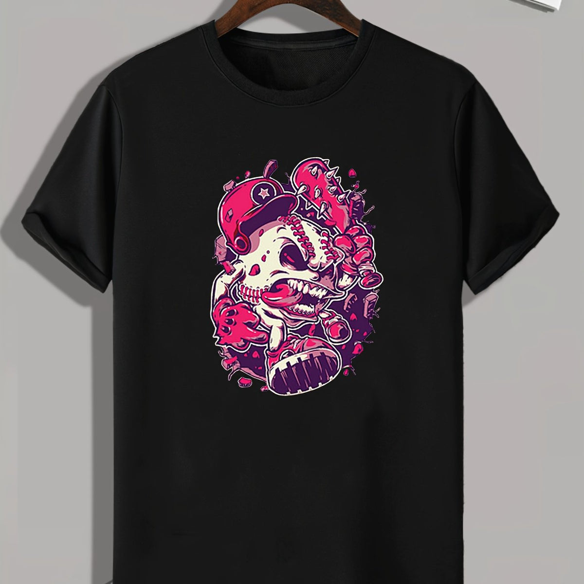 Anime Skull Print Men's Graphic T-shirt for Summer