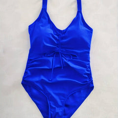  Swimsuit Lace Ruched Cut Out One Piece Bathing Suit