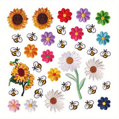 36pcs Flower Pattern Iron On Patches Embroidered Applique Repair Patch