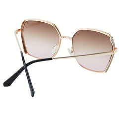 Large Ombre Lens Sunglasses Women Retro Outdoor Metal Shades