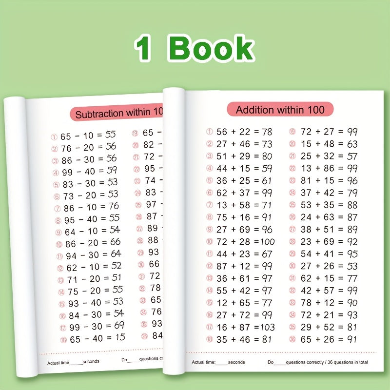 Addition & Subtraction Workbook Daily Math Practice for Kids Education Learning
