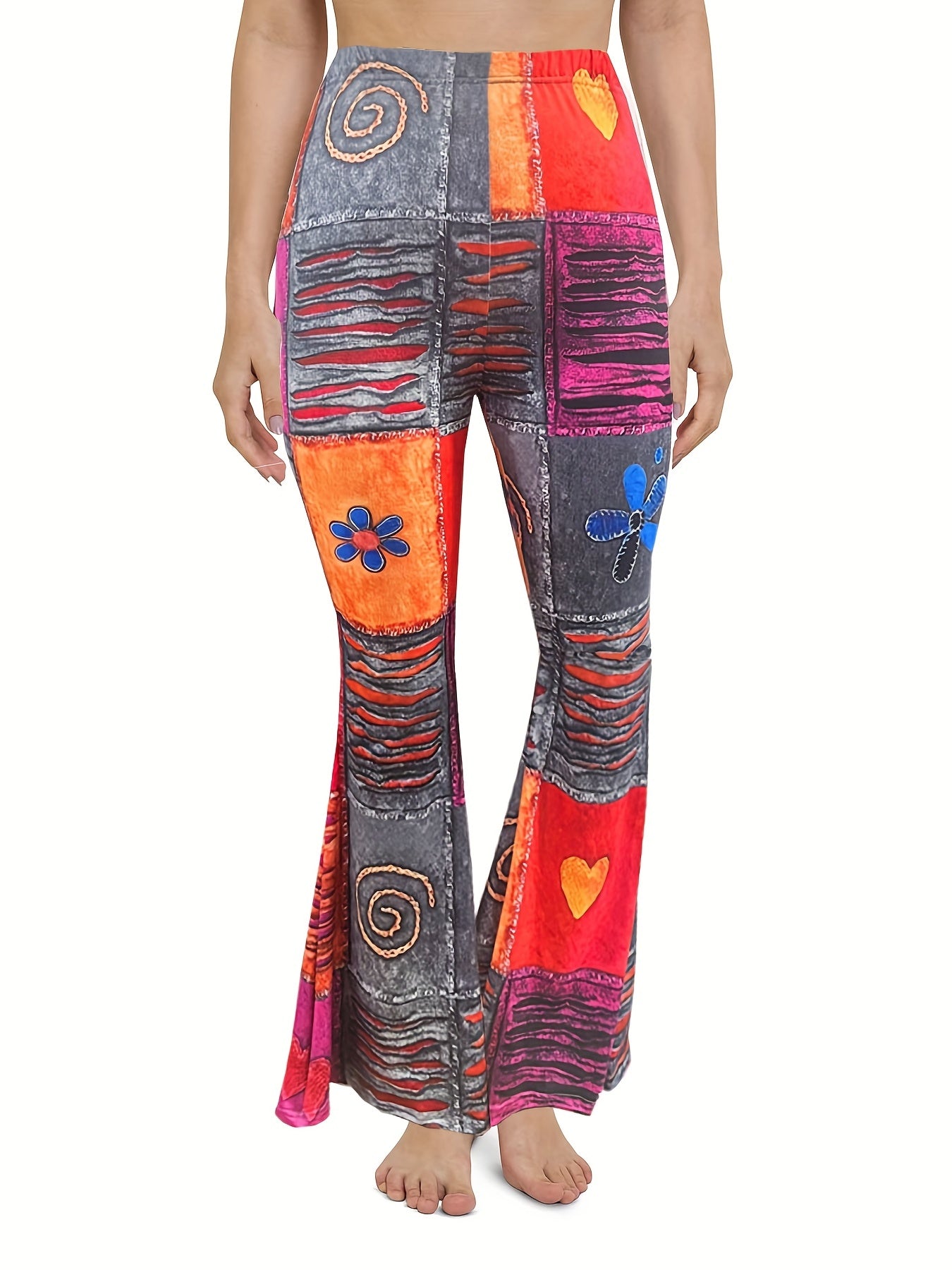 Colorblock High Rise Flare Leg Pants