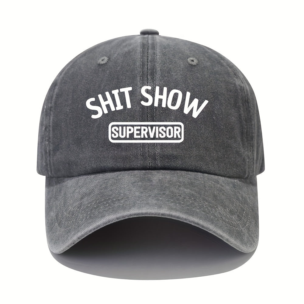 Red Adjustable Summer Mens Peaked Cap Shit Show Print