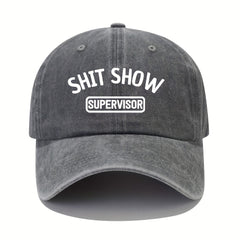 Red Adjustable Summer Mens Peaked Cap Shit Show Print