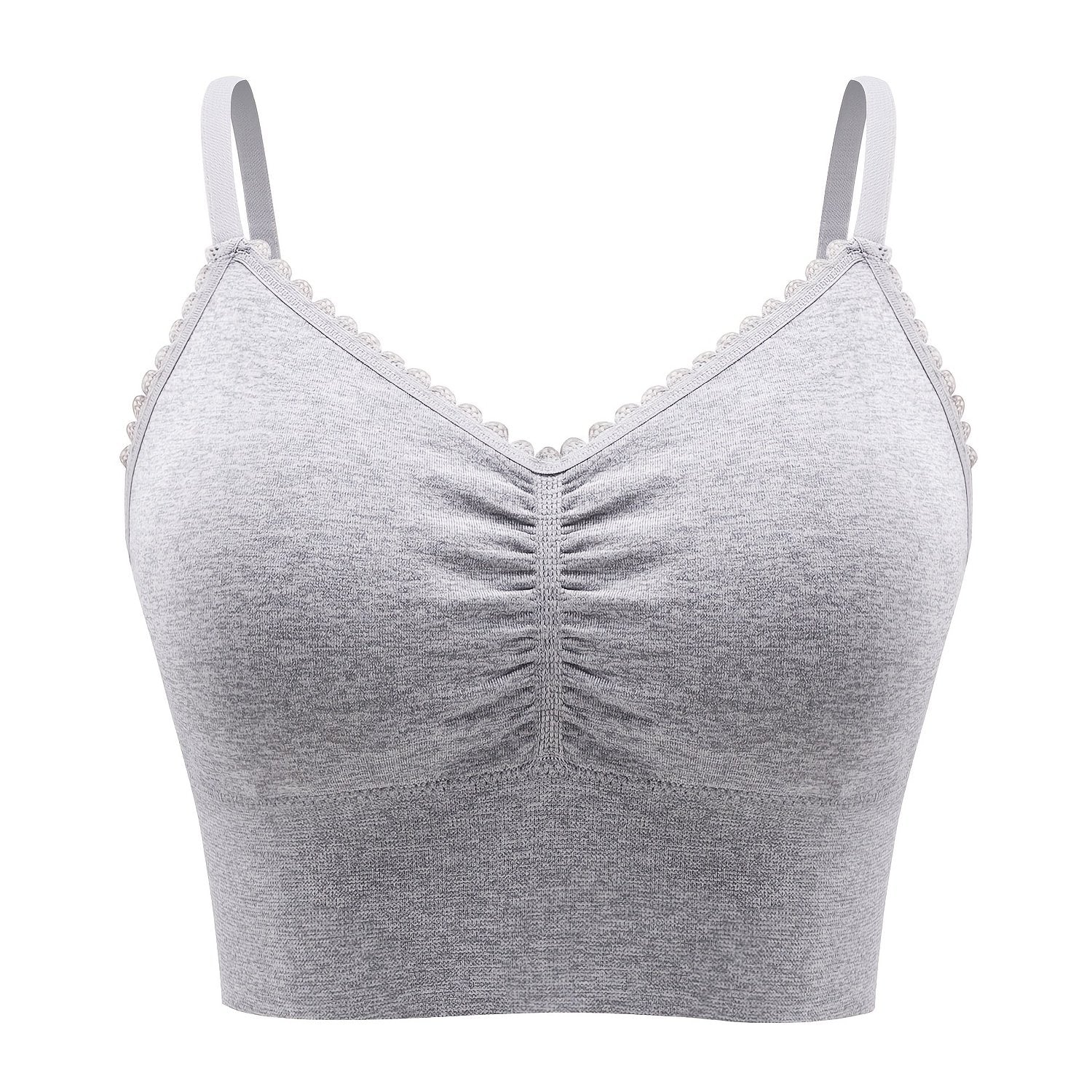 Plus Size Lace Wireless Bra Low Impact Activity Sleep Comfort Workout Sports Bra