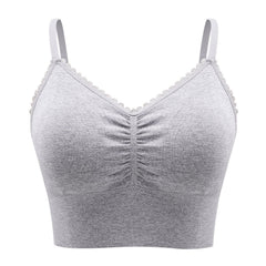 Plus Size Lace Wireless Bra Low Impact Activity Sleep Comfort Workout Sports Bra