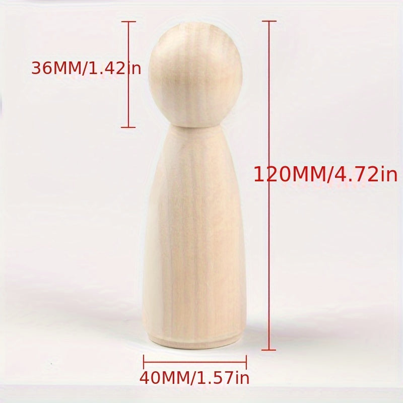 2pcs Large Wooden Dolls for DIY and Painting