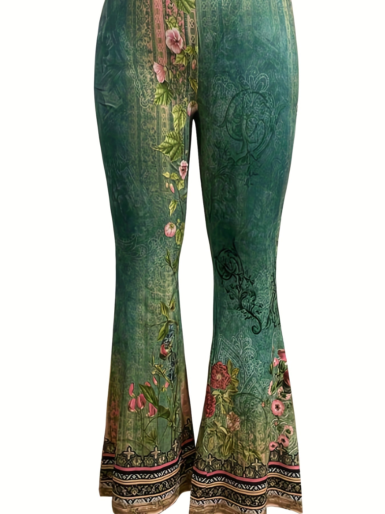 Floral Print High Rise Flared Pants
