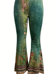 Floral Print High Rise Flared Pants