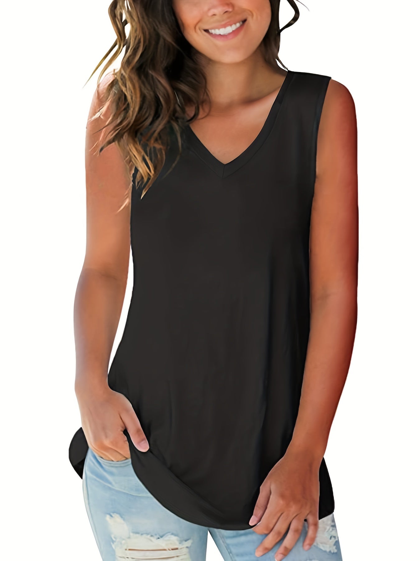 Women's Sleeveless V Neck Tank Top for Spring & Summer