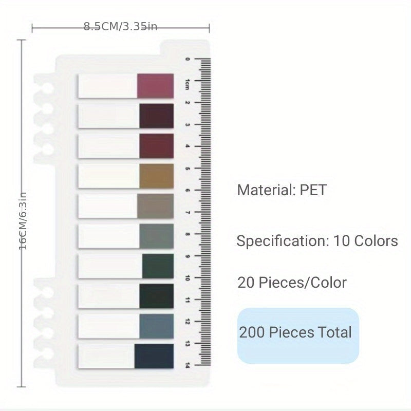 200 Colored Sticky Tabs for Annotating Books