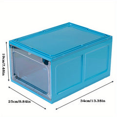 Durable Plastic Shoe Organizer with Magnetic Door - Stackable Shoe Box