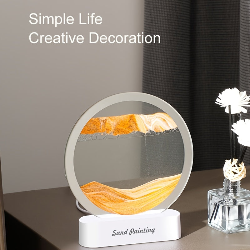 Sand Art Table Lamp USB LED Craft Quicksand Natural Landscape Flowing