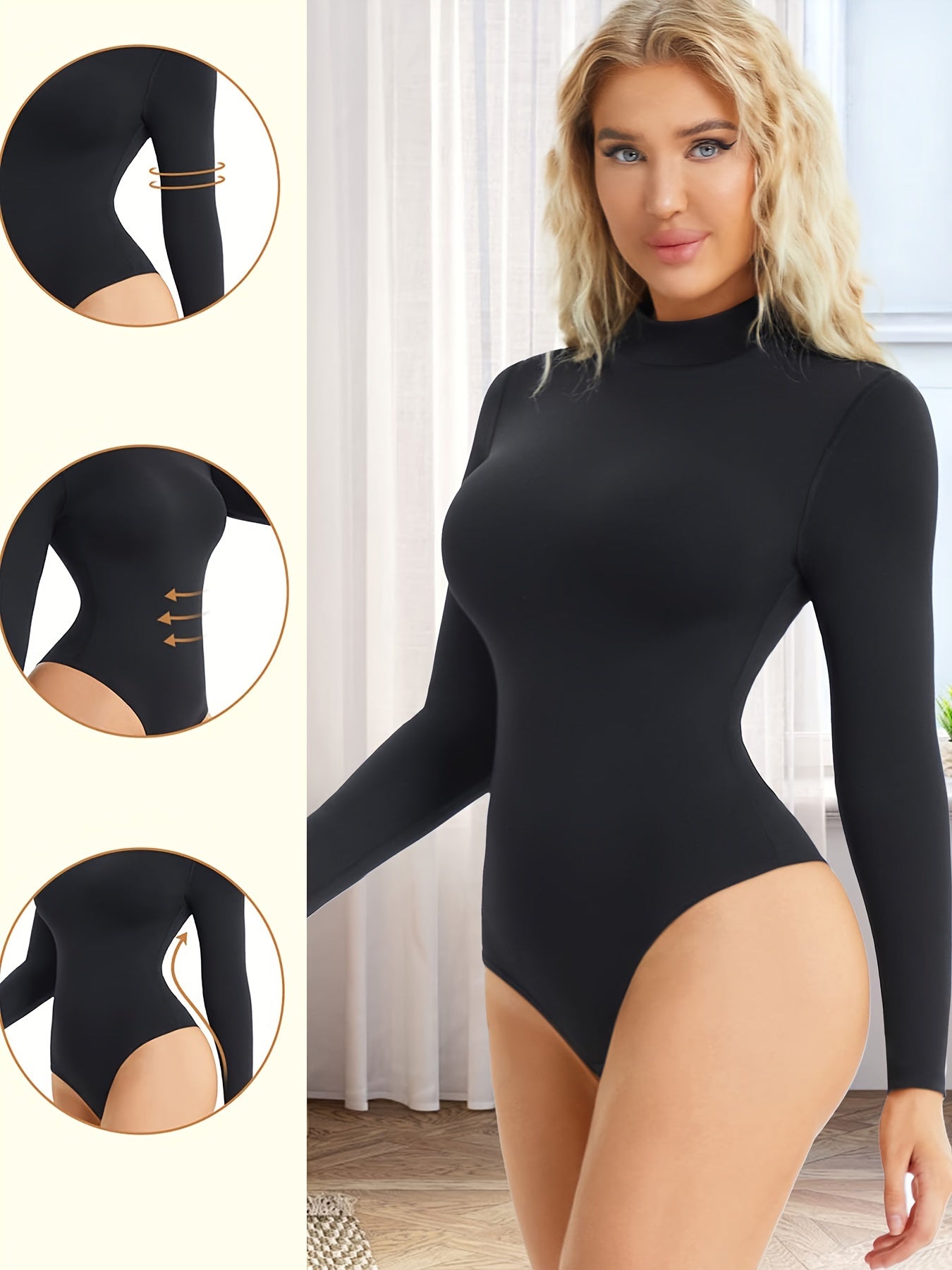 Seamless Shaping Bodysuit Long Sleeve Tummy Control Slimming Body Shaper
