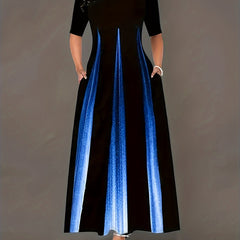  Colorblock Maxi Dress With Pockets