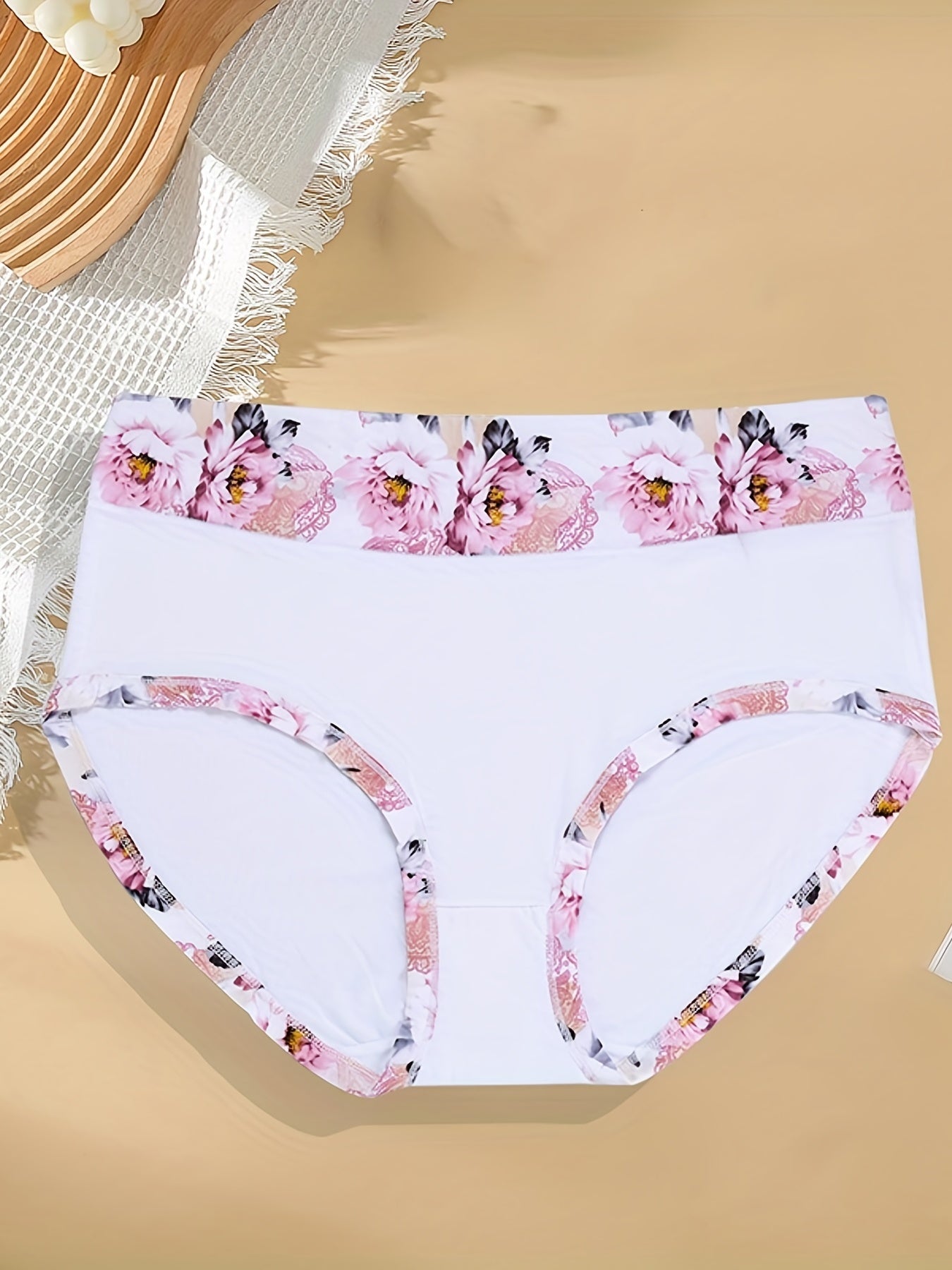 6 Pack Plus Size Floral Print High Rise Panties Set