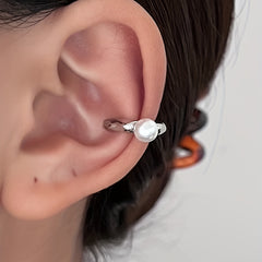 Faux Pearl Decor Ear Cuff Minimalist Style Jewelry