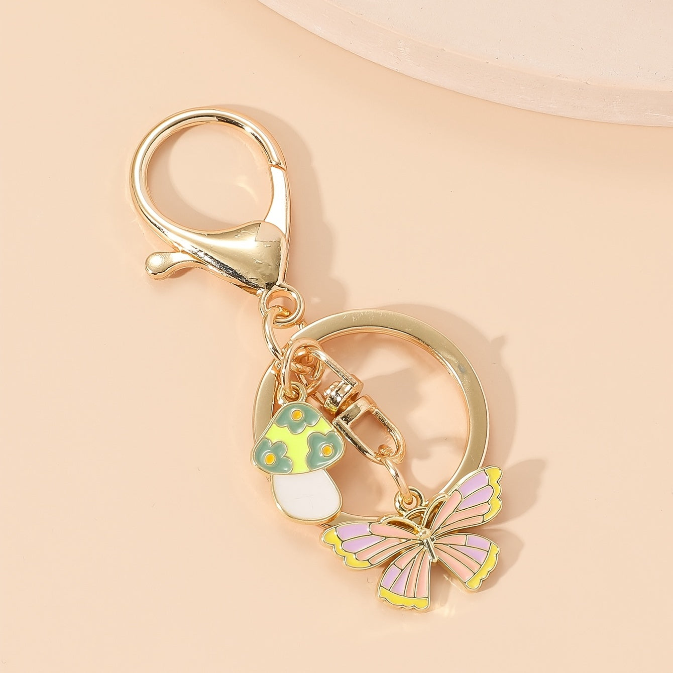 Butterfly Mushroom Keychain Purse Bag Charm