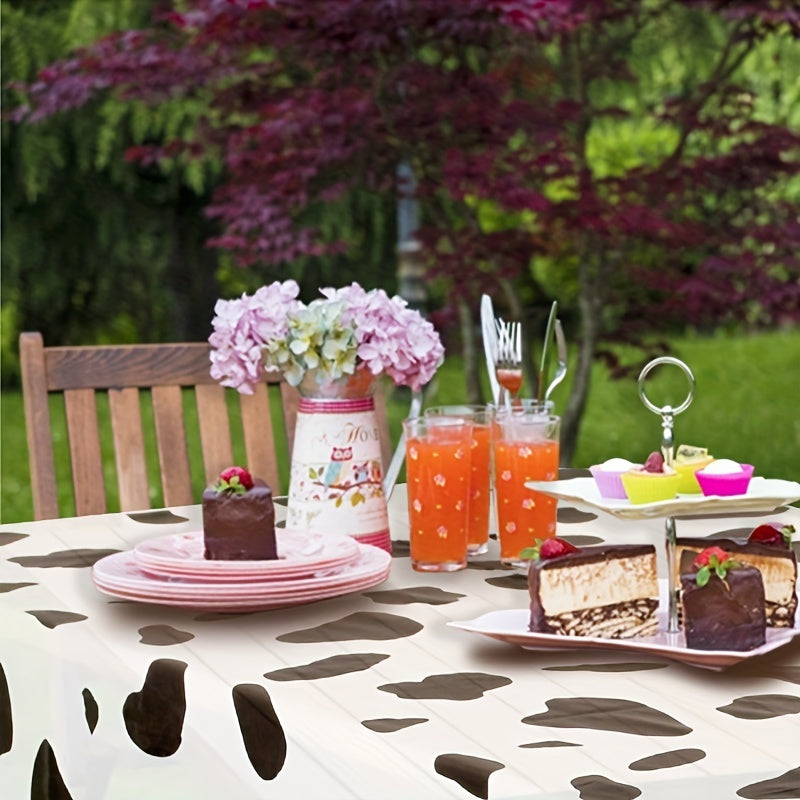 Cow Pattern Disposable Tablecloth Party Home Outdoor Decoration