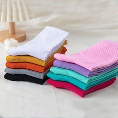 10 Pairs Sweet Macaron Solid Crew Socks for Women
