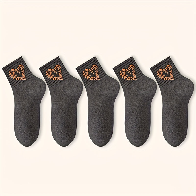 Heart Print Socks Soft Mid Tube Stockings Women's Hosiery