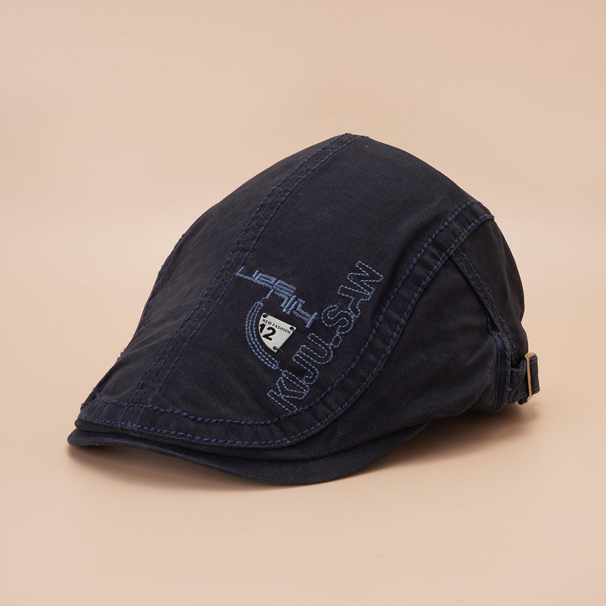 Solid Embroidery Beret Cap Lightweight Unisex Newsboy Hat