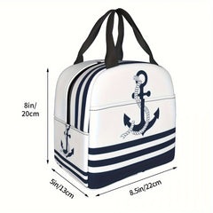 Nautical Anchors Insulated Lunch Bag & Stripes Waterproof Tote