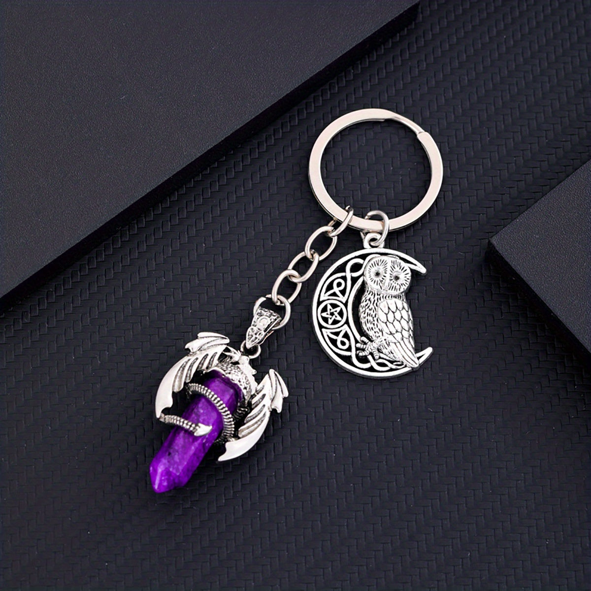 Crystal Bullet Shape Healing Glass Chakra Beads Pendant Keychain