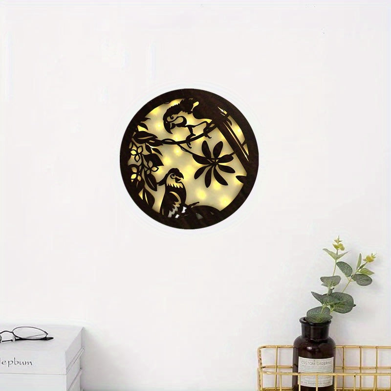 Children's Room Decoration Wall Clock LED Creative Lamp Retro Wooden Sign