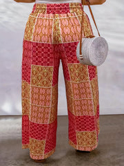  Floral Paisley Print Drawstring Pants
