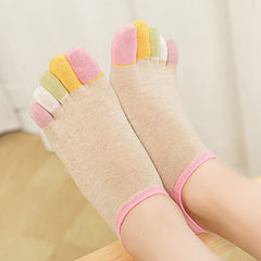 5 Pairs Women's Toe Socks Cotton Crew Sock Five Finger Socks For Running