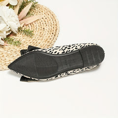 Leopard Print Ballet Flats with Bowknot Detail