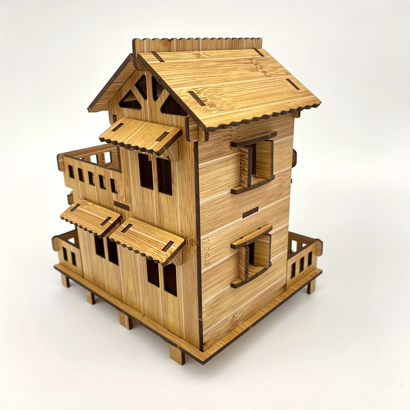 Wooden 3D Puzzle Building Models Western House DIY Kit