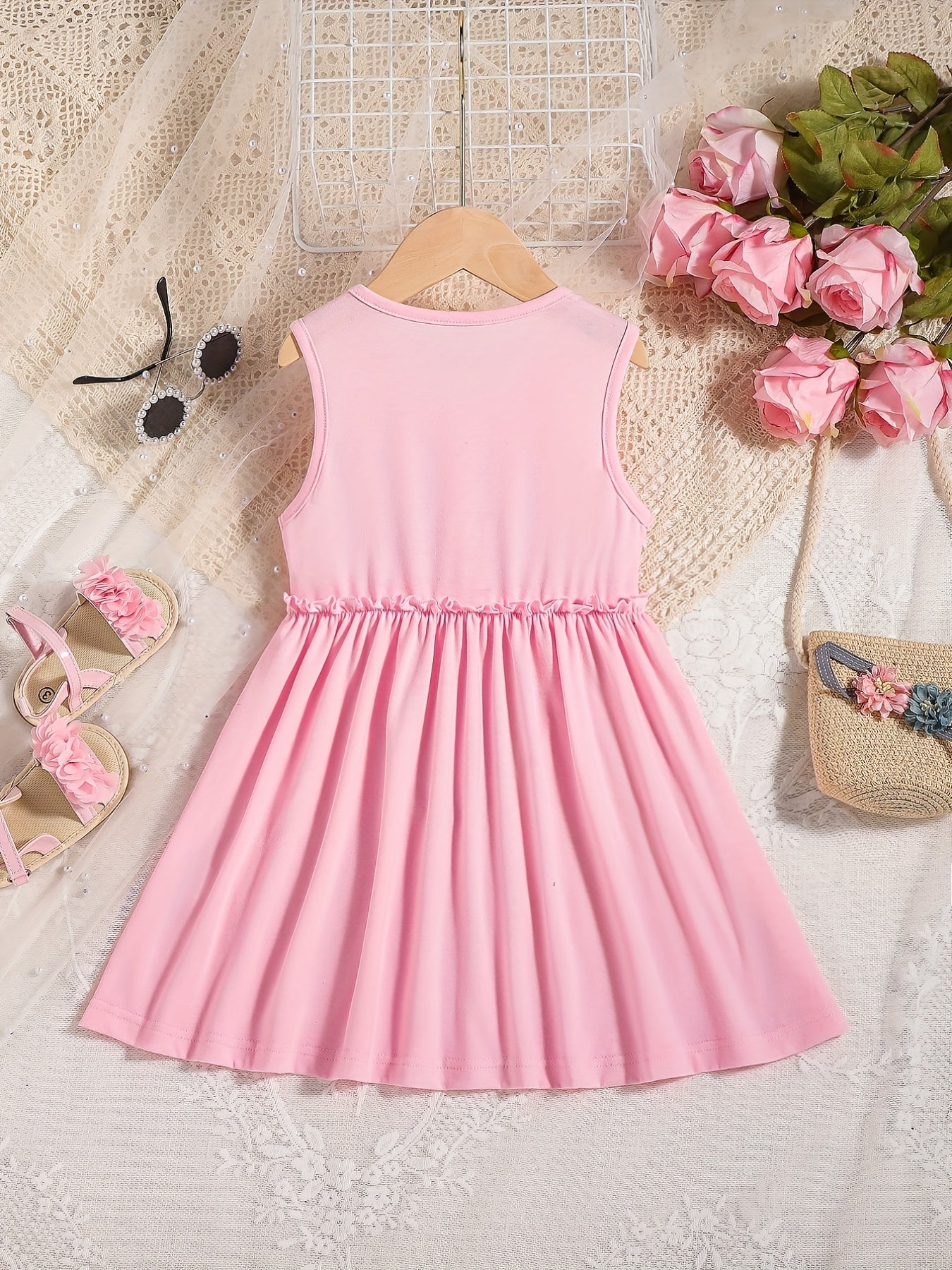 Girls' Solid Sleeveless Sundress Princess Dresses