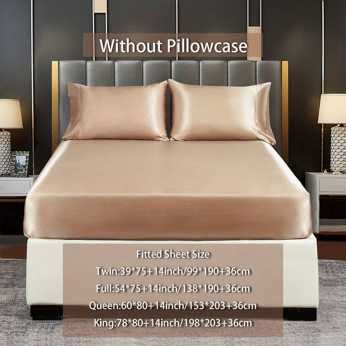 Soft Silky Satin Fitted Sheet for Bedroom, No Pillowcase