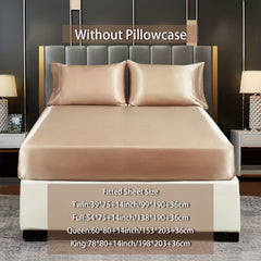 Soft Silky Satin Fitted Sheet for Bedroom, No Pillowcase