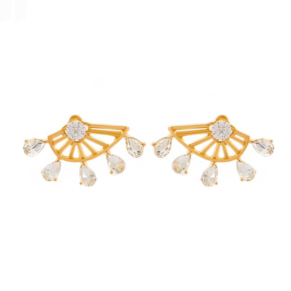 Zircon Geometric Earrings Rear Hanging Love Water Drop Earrings