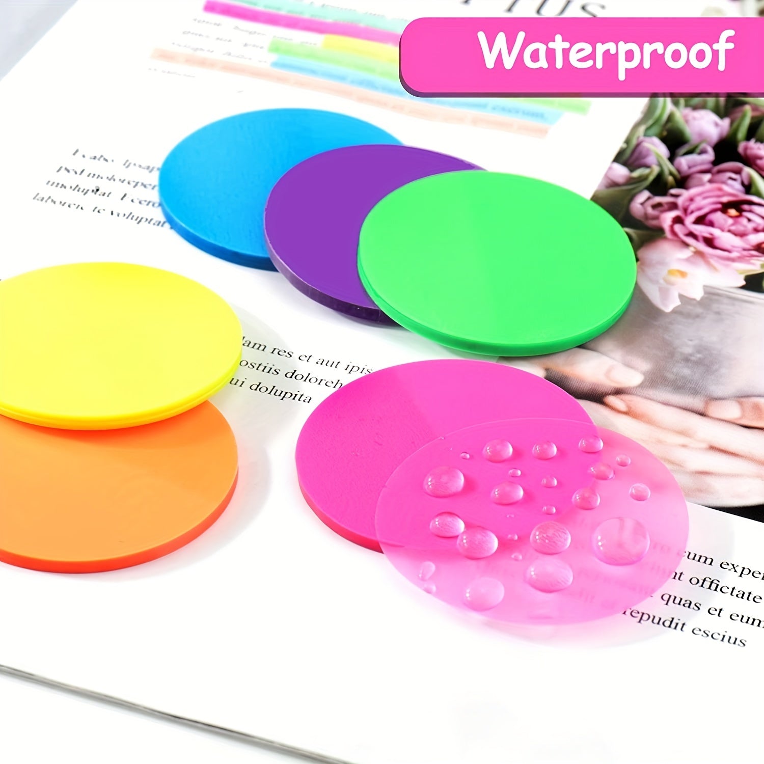 40pcs Colorful Round Transparent Adhesive Labels Sticky Notes