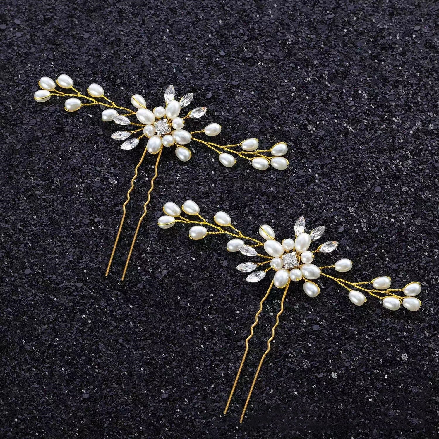 2pcs Pearl Crystal Hairpin Bridal Wedding Party Favor Decorations