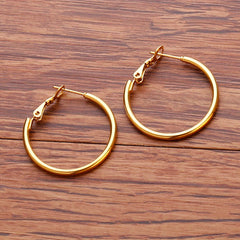 Golden Silvery Hoop Earrings Minimalist Stainless Steel 14K Plated