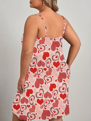  Heart Print Cami Sleep Dress