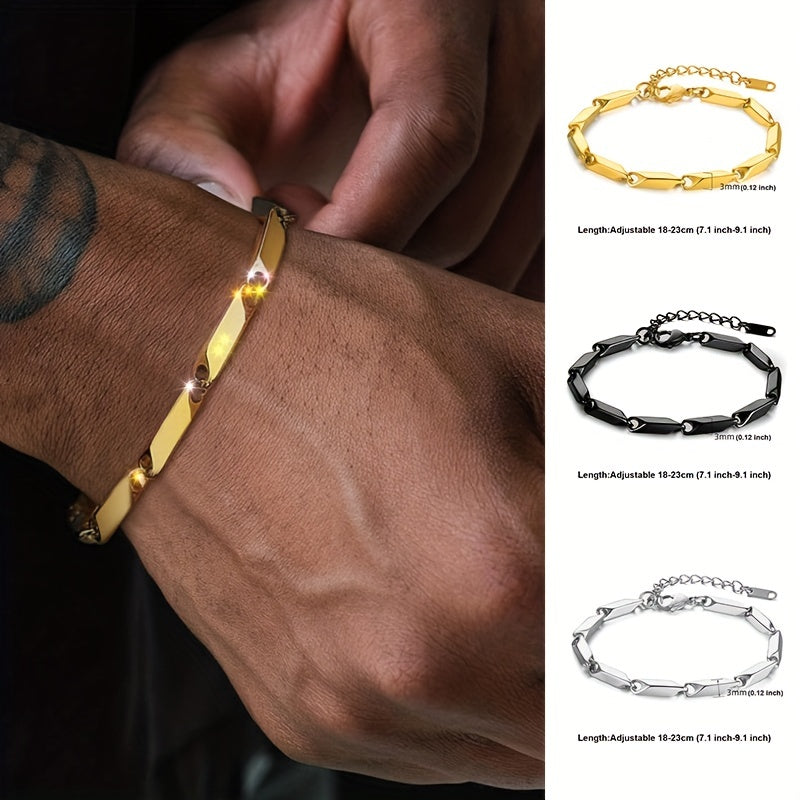 Men's Titanium Steel Bracelet Bamboo Leaf Chain Versatile Bracelet