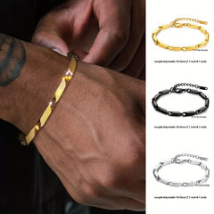 Men's Titanium Steel Bracelet Bamboo Leaf Chain Versatile Bracelet