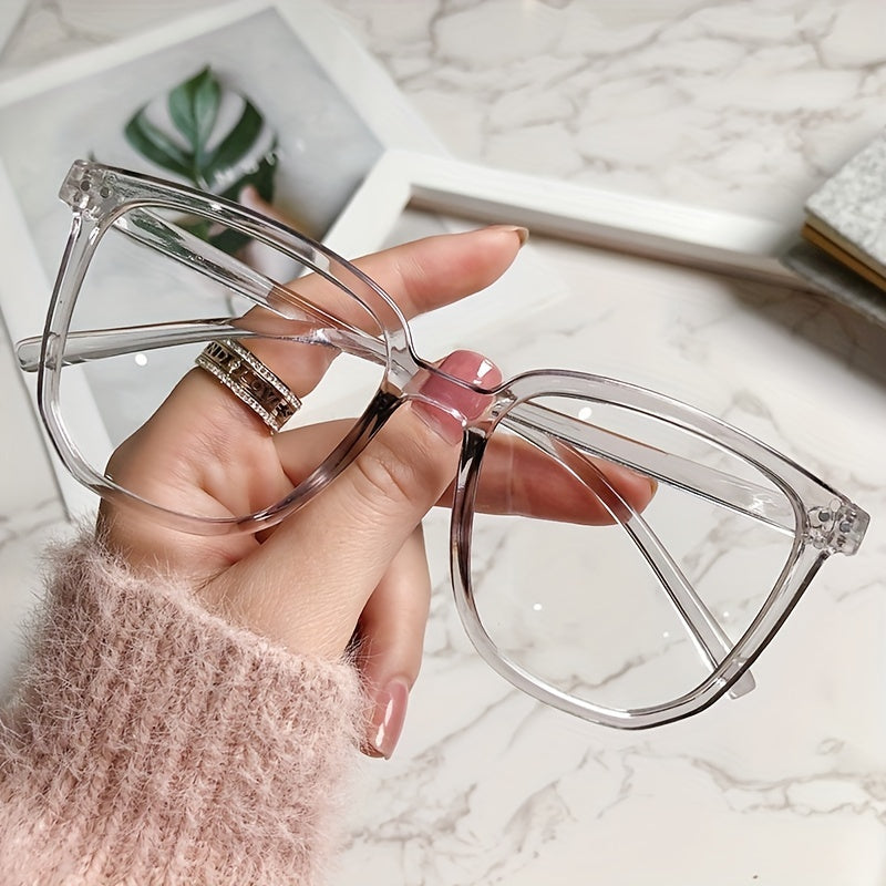 Light Blocking Jelly Square Clear Lens Glasses for Women Men