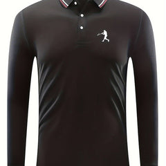 Baseball Pattern Long Sleeve Shirt Men's Casual Fit